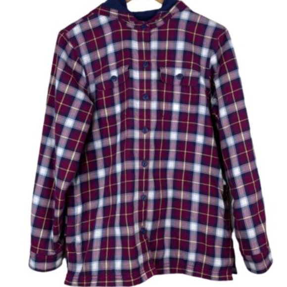 L.L. Bean Tops - L.L Bean Women's Fleece Lined Flannel Hoodie, Plaid Womens S